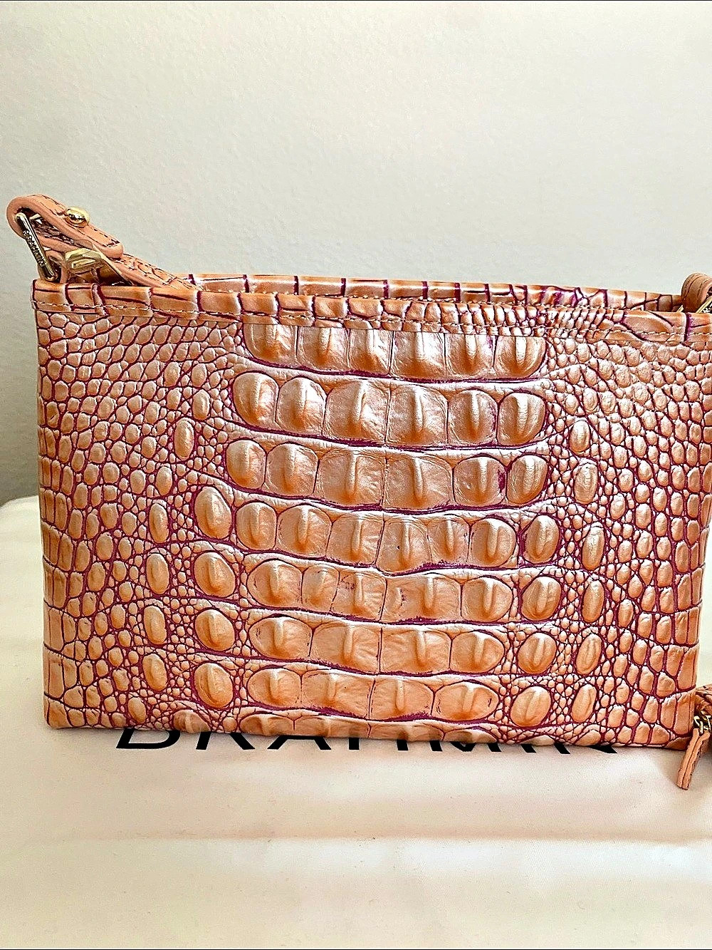 Brahmin Lorelei Apricot Rose with matching cc wallet. NWT